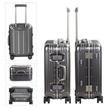 Travelking Aluminum Luggage Carry On Spinner Hard Shell Suitcase Lightweight Metal Suitcases (Grey,