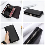 BOBILIKE Credit Card Holder RFID Blocking Wallet Leather ID Card Case for Women, Dark Blue