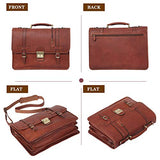 Banuce Vintage Full Grain Italian Leather Briefcase for Men Business Lock Lawyer Attache Case 14"