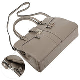 Banuce Gray Real Leather Handbags for Women Business Work Briefcase Shoulder Messenger Bag for