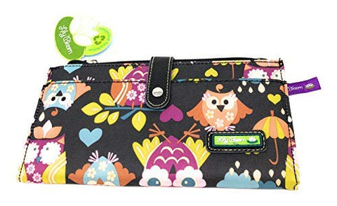 Lily Bloom What a Hoot Black Floral OWLS Front Snap Wallet