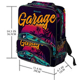 LORVIES American Muscle Car in Retro Neon Style Painting School Bag for Student Bookbag Women Travel Backpack Casual Daypack Travel Hiking Camping