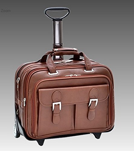 Siamod, VERNAZZA, CERESOLA, Napa Cashmere Leather, 15" Leather Checkpoint-Friendly Patented Detachable -Wheeled Laptop Briefcase, Cognac (46004)