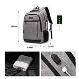 QINOL Travel Laptop Backpack Anti-Theft Work Bookbags With Usb Charging Port, Water Resistant 15.6 Inch College Computer Bag for Men Women (Grey)