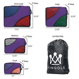 4 Set Packing Cubes Travel Luggage Packing Organizer with Laundry Bag 7 Colors Nylon YKK Zippers