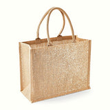 Westford Mill Metallic Shimmer Jute Shopper/Tote Bag (One Size) (Natural Gold)