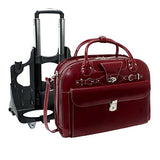 Removable Wheeled Laptop Briefcase, Leather, Mid-Size, Red - ROSEVILLE | McKlein - 96646