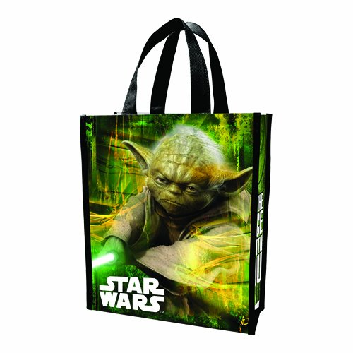 Vandor LLC 99173 Star Wars Yoda Small Recycled Shopper Tote, Green, Black, and White. - SS-VG-99173