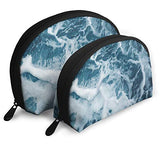 Makeup Bag Ocean Sea Wave Blue Handy Shell Clutch Pouch Bags Organizer For Women