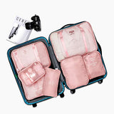 Packing Cubes 7 Set Lightweight Travel Luggage Organizers with Laundry Bag or Toiletry Bag (PINK)