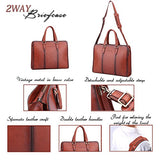 Banuce Vintage Full Grains Italian Leather Briefcase for Women Tote Handbag Attache Case 14 Inch
