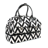 Ever Moda Fashion Pattern Print Duffle Bag, 18", Chevron Black