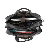 BAIGIO Men's Briefcase Real Calfskin Leather Laptop Bags Messenger Bags Multi-Pocket Business