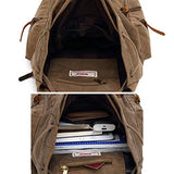 Vintage Travel Canvas Leather Backpack,Laptop Backpacks Rucksack,Shoulder Camping Hiking