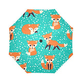 InterestPrint Cute Foxes Seamless Pattern Windproof Auto Open And Close Folding Umbrella,