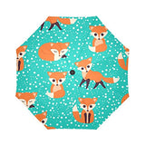 InterestPrint Cute Foxes Seamless Pattern Windproof Auto Open And Close Folding Umbrella,