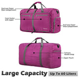 Gonex 60L Foldable Travel Duffel Bag Water & Tear Resistant, Rose Red