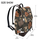 Cartoon Dog Women's Genuine Leather Backpack Bookbag School Shoulder Bag