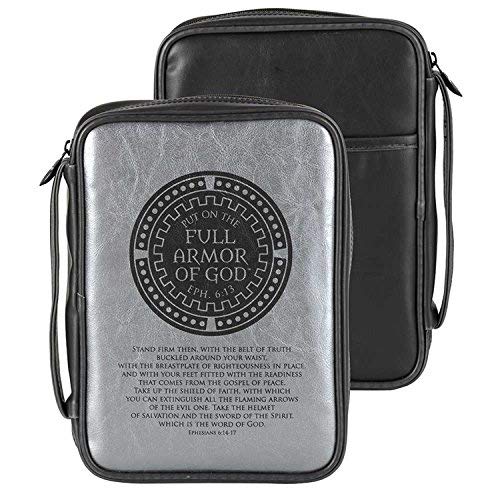 Armor Of God Metallic Silver Large Print Polyurethane Bible Cover