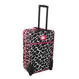 World Traveler 3 Piece Expandable Upright Luggage Set, Fuchsia Trim Giraffe, One Size