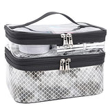 MKPCW Makeup Bags Double layer Travel Cosmetic Cases Make up Organizer Toiletry Bags (Colorful fish scales)
