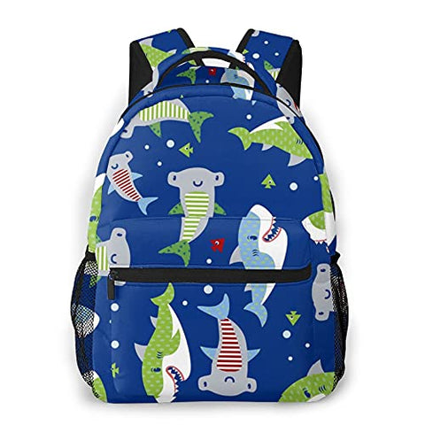 Funny Fishes And Sharks Backpack All Over Print Daypack Casual Travel Book Bag