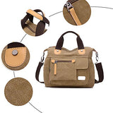 Gashen Canvas Handbag Casual Messenger Bag Shoulder Bag Travel Organizer Bag Multi-pocket Purse for