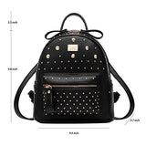 ABage Women's Mini Backpack Purse Casual Rivet Studded PU Leather Daypack Backpack, Black