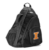 NCAA Illinois Illini Travel Sling Backpack, 19-Inch, Black
