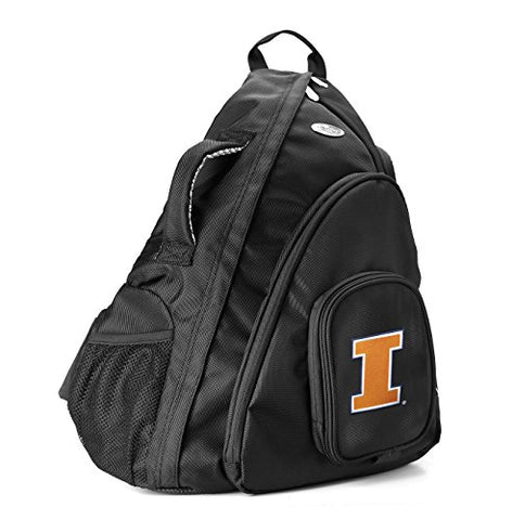 NCAA Illinois Illini Travel Sling Backpack, 19-Inch, Black