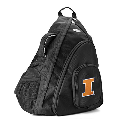 NCAA Illinois Illini Travel Sling Backpack, 19-Inch, Black