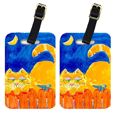 Carolines Treasures 6020Bt Orange Tabby Cat On The Fence Luggage Tag - Pair 2, 4 X 2.75 In.