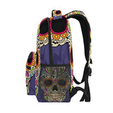 Backpack Travel Paisley Skull School Bookbags Shoulder Laptop Daypack College Bag for Womens Mens