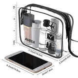3pcs TSA-Approved Clear Travel Toiletry Bag With Handle Strap, ANRUI Airline Kit 3-1-1 Clear