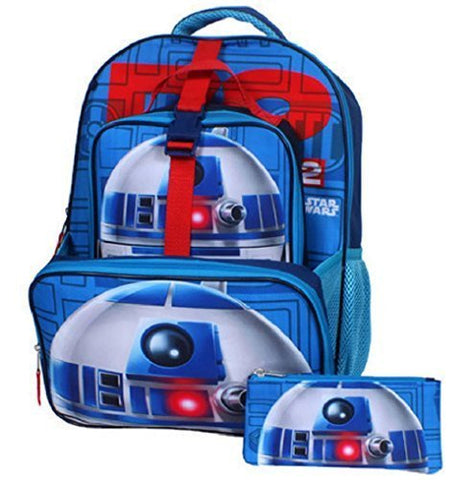 Star Wars Boys' Big R2d2 16" Backpack, Lunch Tote, Pencil Case, Blue, 16 Inches