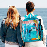 Clear Backpack, Heavy Duty Transparent Bookbag - Oil Blue