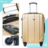 Merax 3 Piece P.E.T Luggage Set Eco-Friendly Light Weight Spinner Suitcase (Gold)