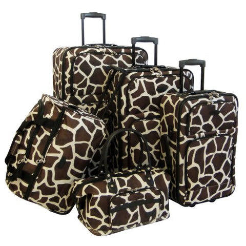 American Flyer Luggage Animal Print 5 Piece Set, Giraffe Brown, One Size