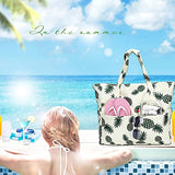 Large Beach Tote Bag Women Waterproof Sandproof Pineapple Zipper Beach Tote Bag Pool Gym Grocery Travel with Wet Pocket