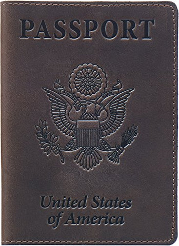 Shvigel Leather Passport Cover - Holder - for Men & Women - Passport Case (Brown Vintage)