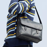 Babama Men Leather Messenger Bag Crossbody Shoulder Purse Briefcases Laptop Satchel Black Gray