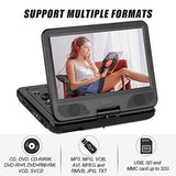 DR. J 12.5" Portable DVD CD Player 10.5" HD Swivel Screen with 5 Hours Rechargeable Battery, Region-Free Video Player with Remote Control and AV Cable Sync TV with Car Charger, Red Color in Stock