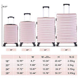 4 Piece Luggage Sets, Expandable Hardshell ABS Luggage Sets with TSA Lock Spinner Wheels Travel Suitcases Set (4 PCS, TSA Lock+Expandable, Rose Gold)