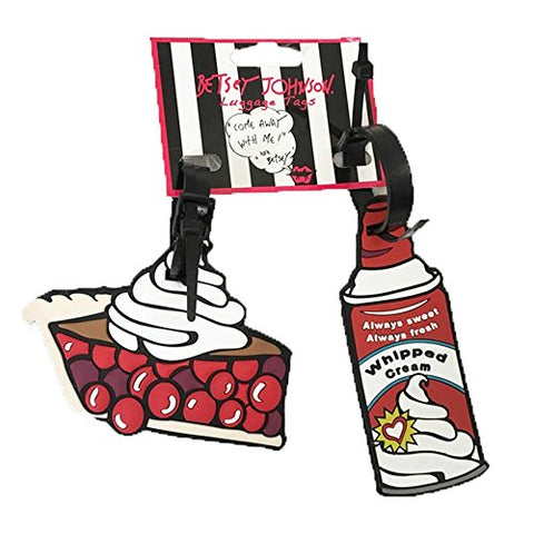 Betsey Johnson 2‑Piece Set Rubber Luggage Tags Pie & Whipped Cream