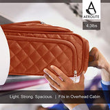 16.5" Underseat Women Luggage Carry On Suitcase - Small Rolling Tote Bag with Wheels (Orange)