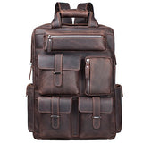 S-Zone Vintage Crazy Horse Genuine Leather Backpack Multi Pockets Travel Sports Bag