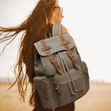 Vintage Canvas Backpack Outdoor Hiking Travel Rucksack 19L Army Green #220