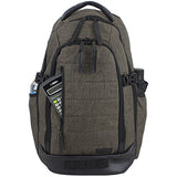 Fuel Athleisure Sleek Backpack with Ergonomic Padded Support System, Dark Brown Chambray/Blaze