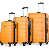 Merax Travelhouse Luggage 3 Piece Expandable Spinner Set Orange