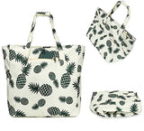 Large Beach Tote Bag Women Waterproof Sandproof Pineapple Zipper Beach Tote Bag Pool Gym Grocery Travel with Wet Pocket